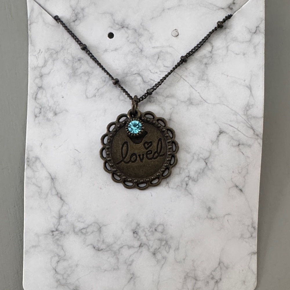 Loved Pendant Necklace with Blue Stone